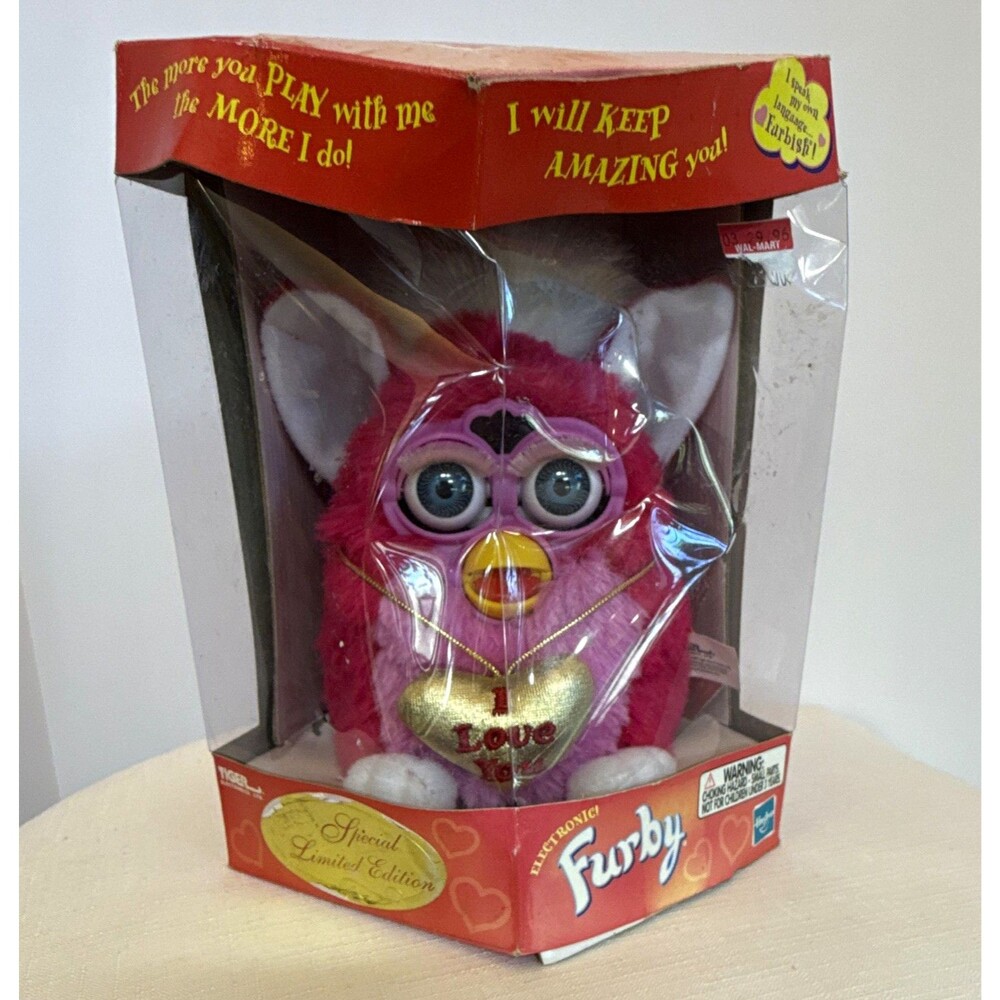 Tiger Furby Valentine Special Limited Edition Pink w/ Heart Necklace 1999